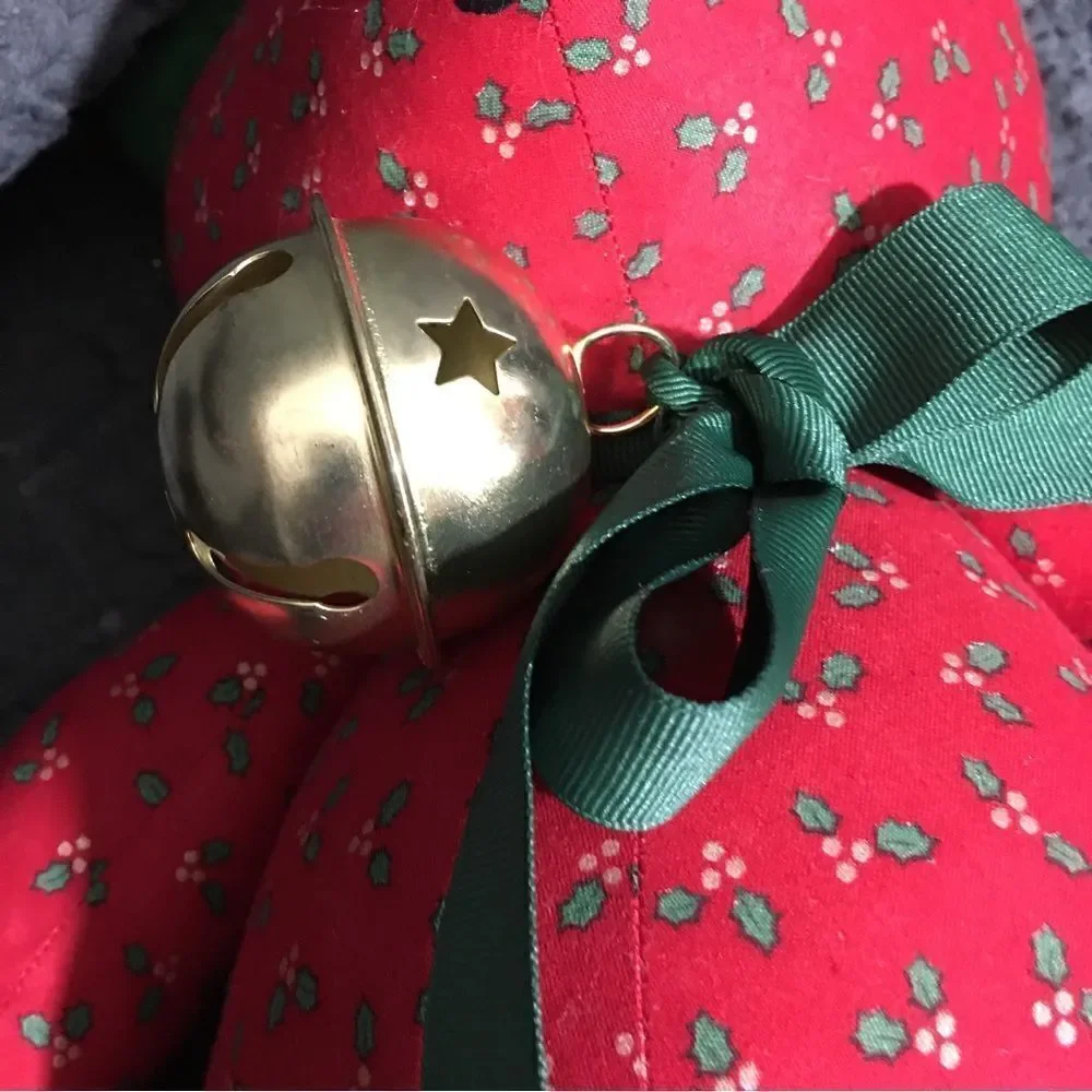VTG Red Teddy Bear With Jingle Bell